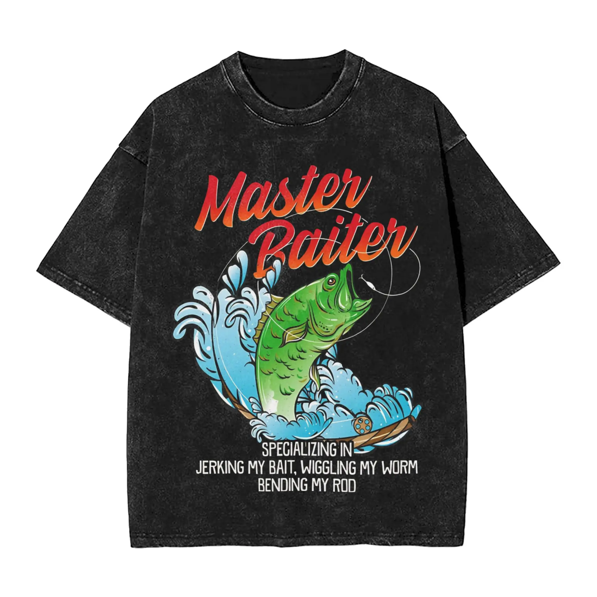 Master Baiter Funny Fishing  T Shirts Hip Hop Washed 100% Cotton Oversize T-Shirts  Retro Men Women Streetwear