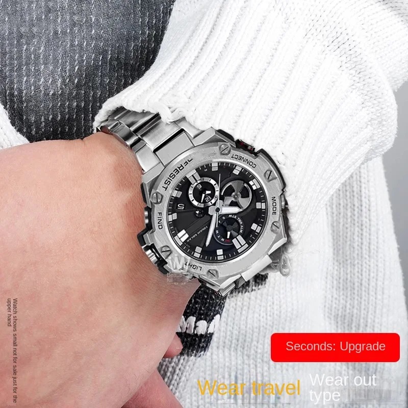 GST-B100 حزام ساعة من الفولاذ المقاوم للصدأ لسوار ساعة كاسيو جي شوك GST-210/W120L/S130L/S310 GST-W300 GST-400G S100D/S110D