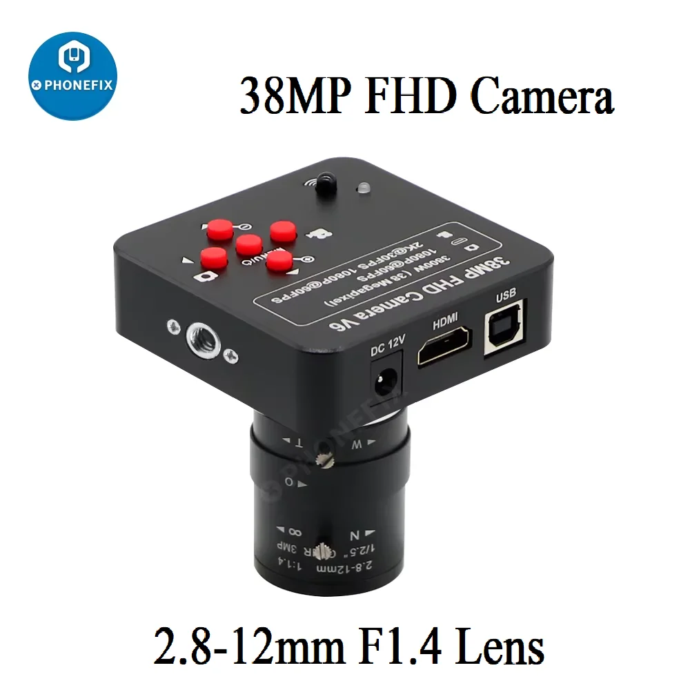 Cyfrowa kamera bezpieczeństwa HDMI HD 1080P 38 MP Mikroskop przemysłowy Kamera wideo z mocowaniem typu C z obiektywem optycznym zmiennoogniskowym