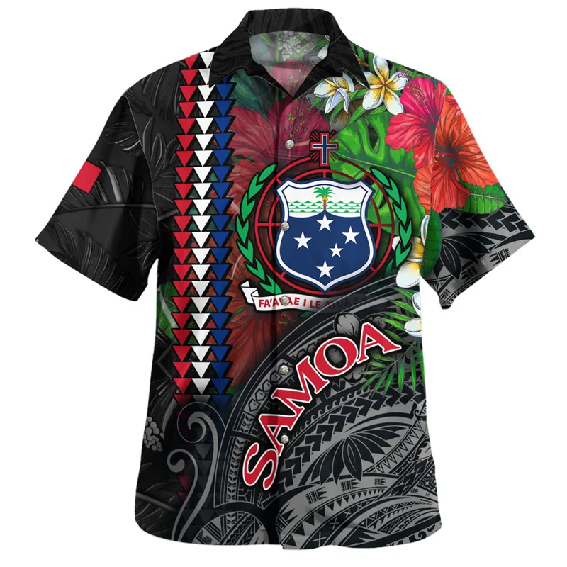 

Fashion Summer 3D Polynesian Samoa Flag Printing Shirts For Men Samoa Coat Of Arms Graphic Shirts & Blouses Vintage Women Shirt