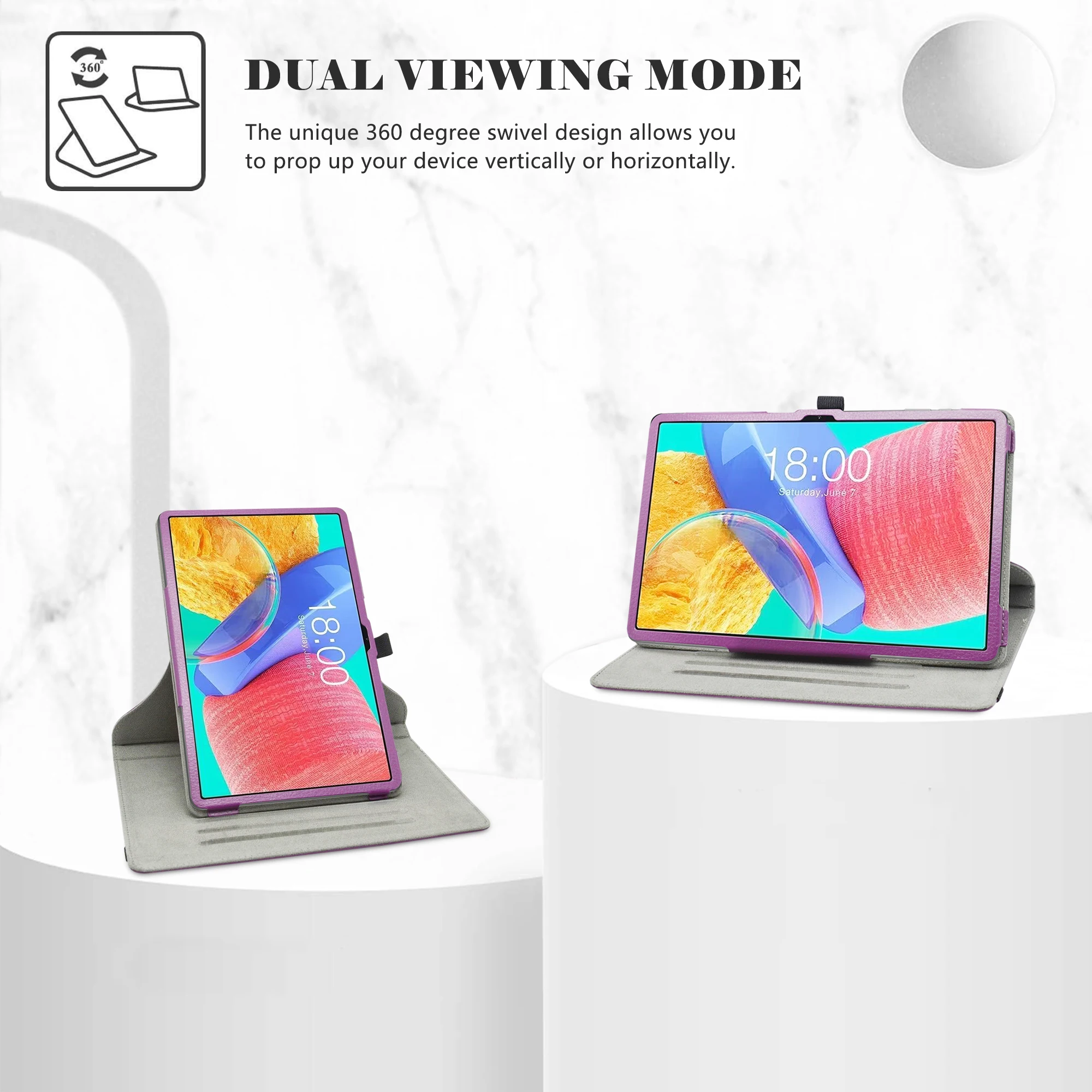 Immagine 3: Copertura in pelle PU rotante a 360 gradi per Tablet TECLAST T50 Pro da 11