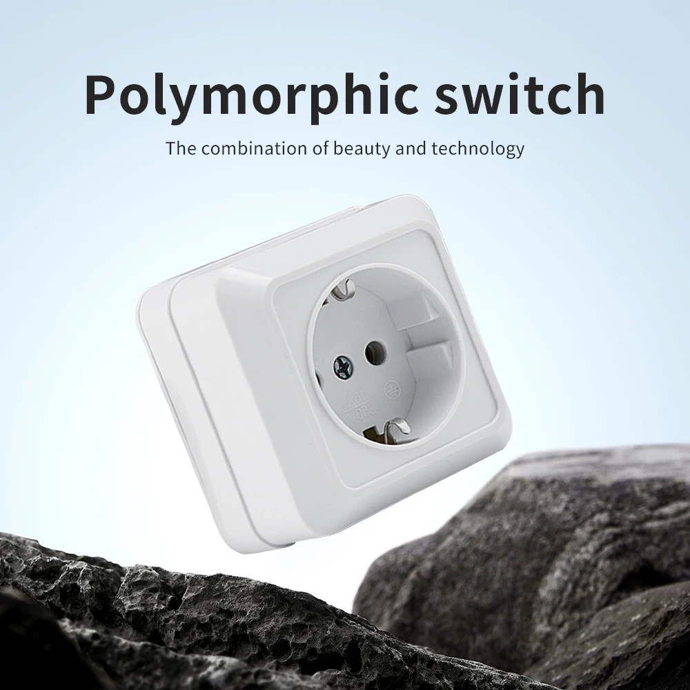 White Electrical Outlets Classic Wall Surface With Ground Paint Plastic Flame Retardant Power Sockets EU Standard Plugs Socket