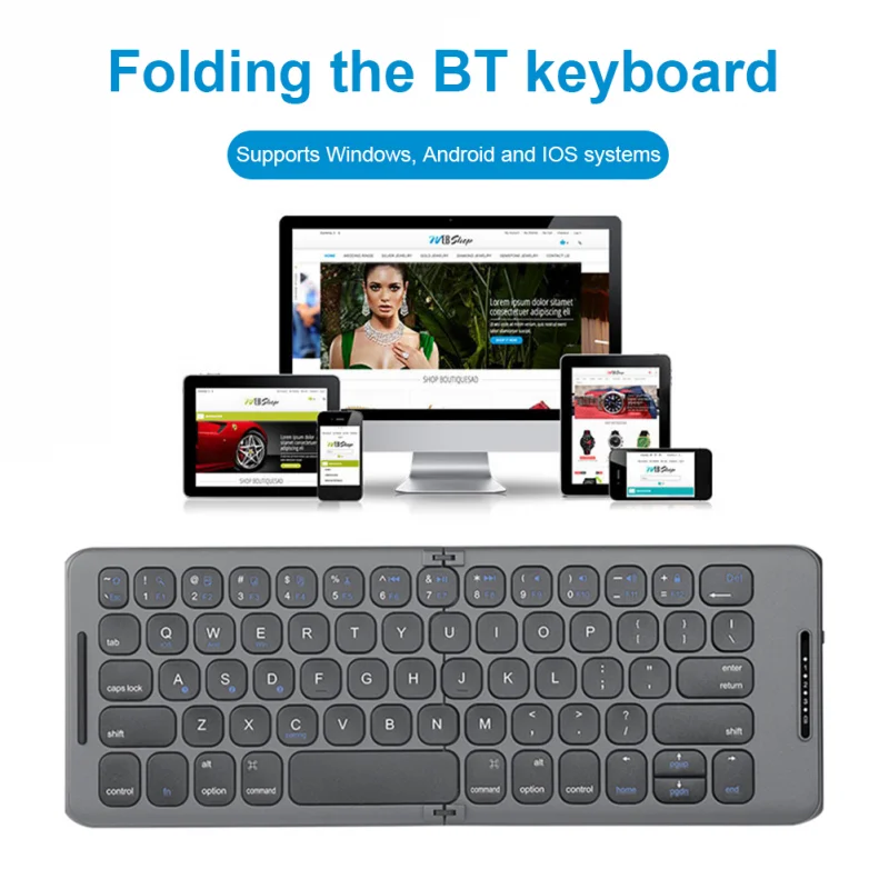 Foldable 5.1 Bluetooth Keyboard Usb Type C for Windows Android Ios for Ipad Computer Tablet Pc Phone Keyboard 3-Device Sync