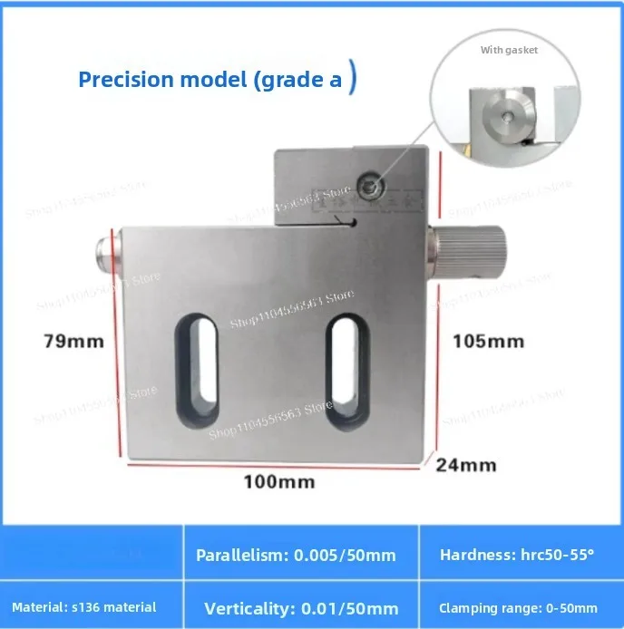 Special clamping fixture for wire cutting - Manual stainless steel vise, clamping range 0 - 50 / 75 / 100 mm