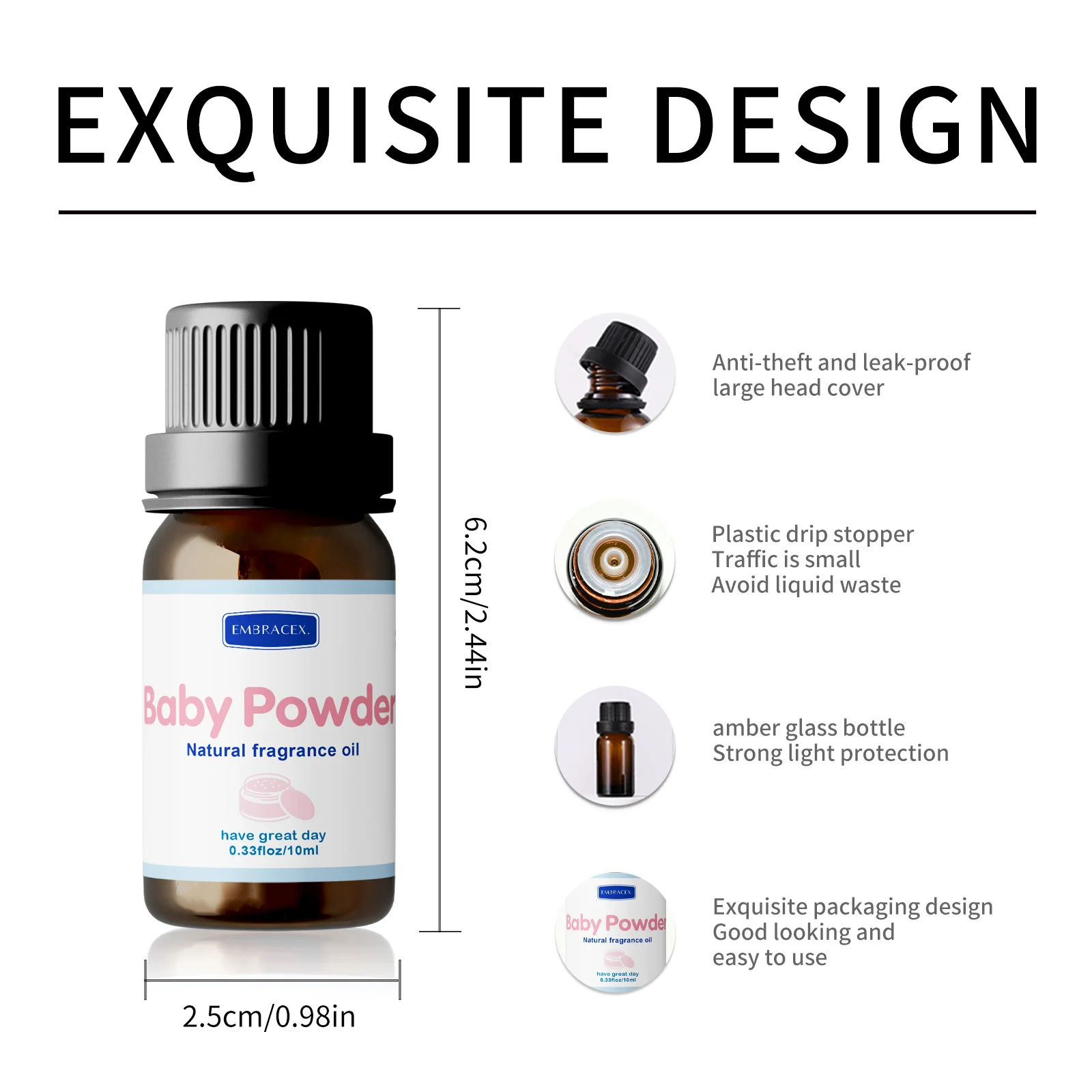 10ml Baby Powder Essential Oil Long Lasting Fragrance Oil Warm Sweet Scent Bodycare Massage Oil Gift For Friends