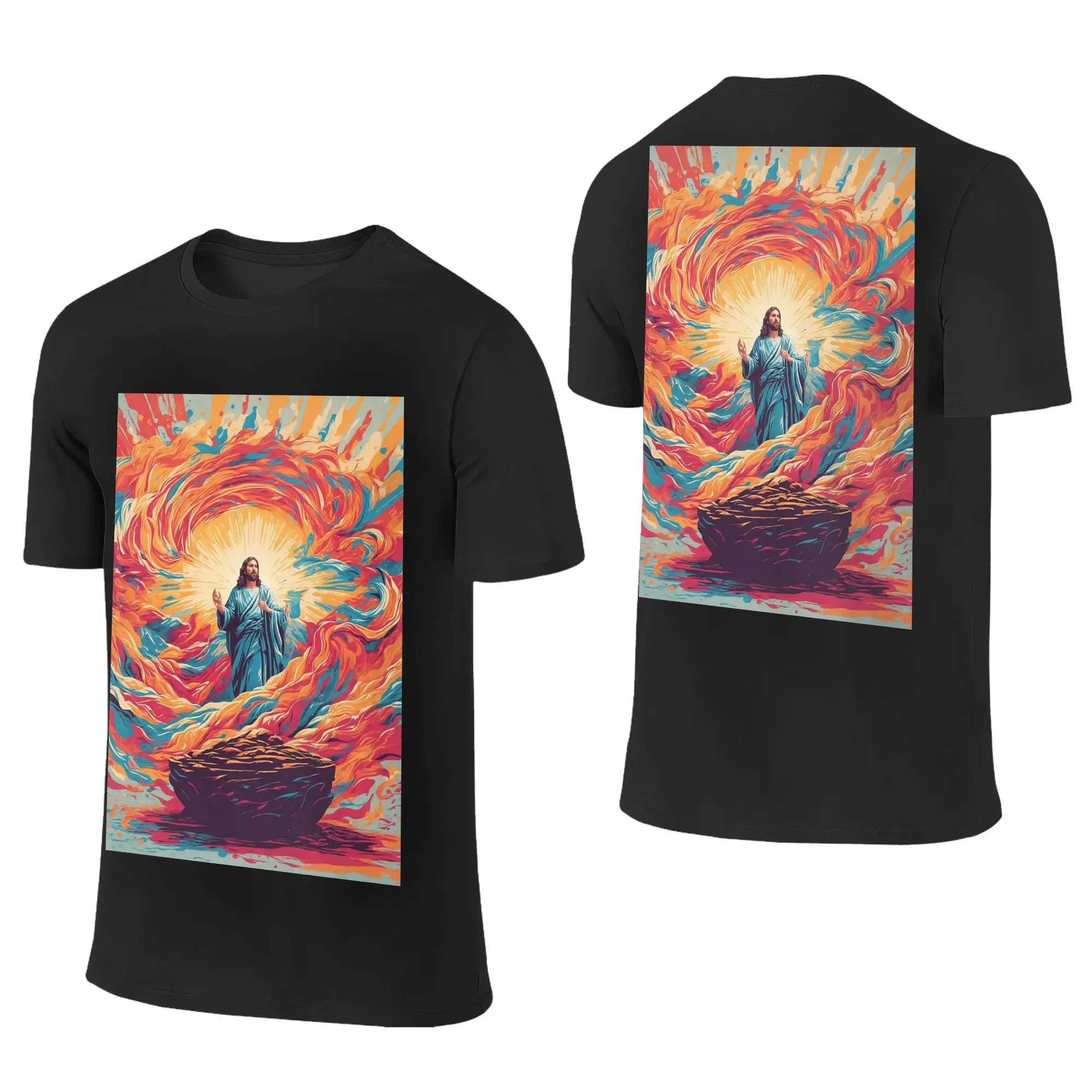 100% Cotton resurrected Jesus Jesus Biblical References T-Shirt Men's Double Sided T Shirt Men O-Neck Summer Shirts Tops S-6XL