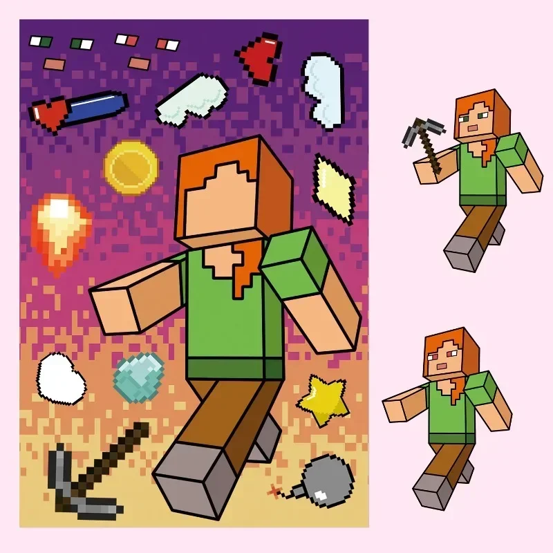 مجموعة ملصقات ماين كرافت مكونة من 8 قطع - شارات كرتونية كلاسيكية يمكنك صنعها بنفسك لأجهزة الكمبيوتر المحمول وحافظة الهاتف والأمتعة وسجل القصاصات (هدية قرطاسية لطيفة)