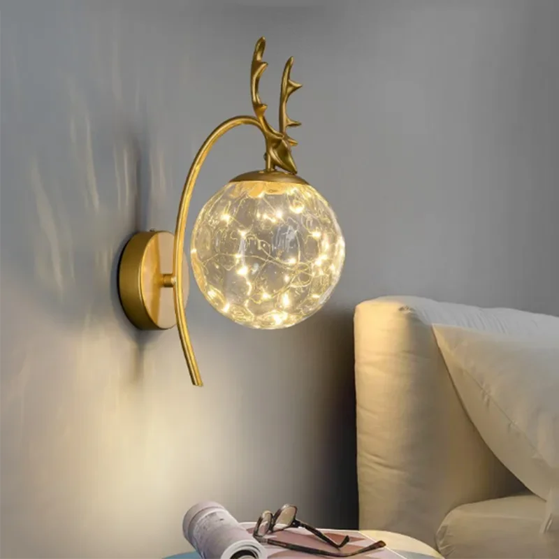 Modern LED Glass Starry Wall Lamp Fixture Lustre Bedroom Study Living room wall light Home decoration Light fixture