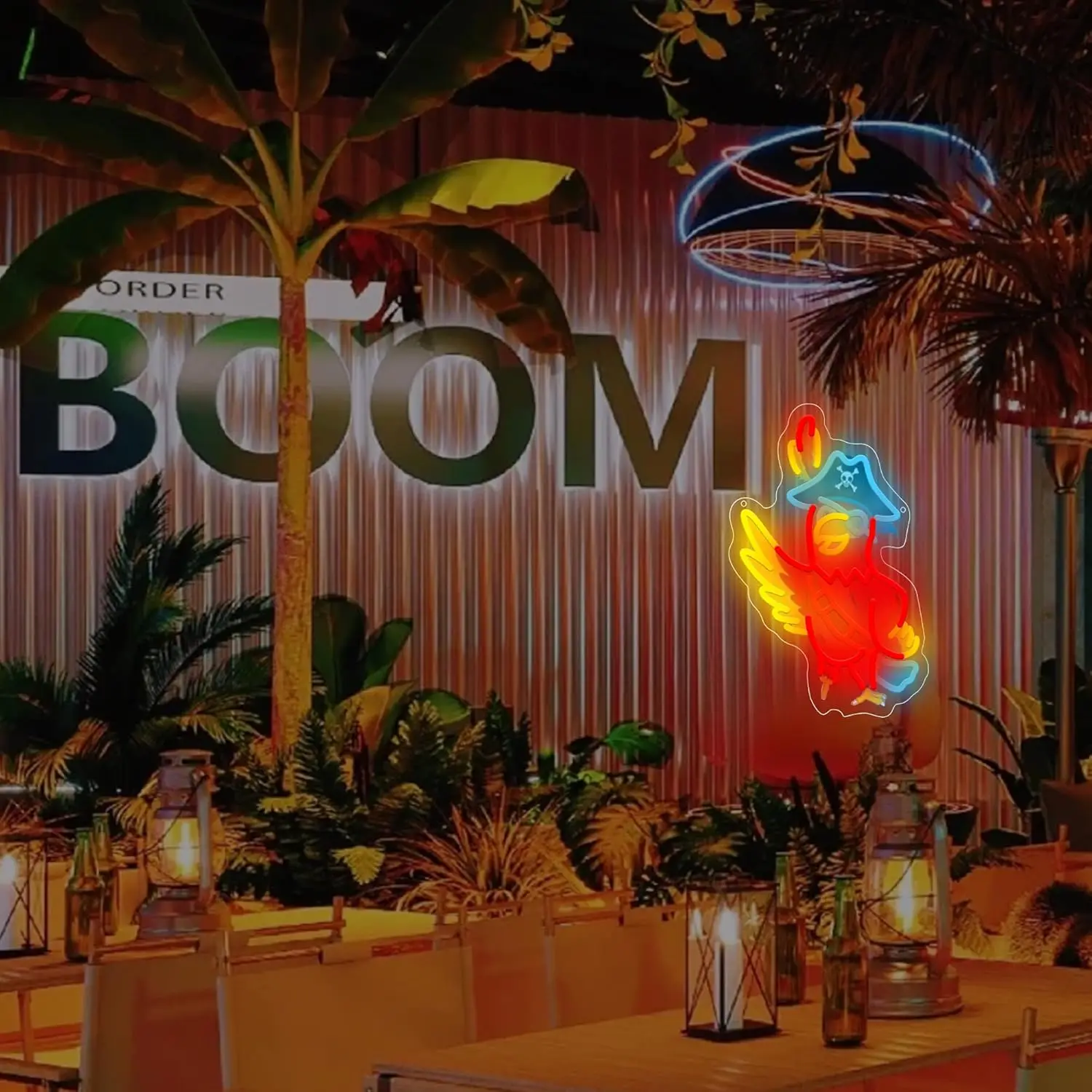 Pirate Parrot Neon Sign Night Light USB LED Neon Light for Gaming Room Garage Bar Party Bedroom Decoration Gift Art Wall Light