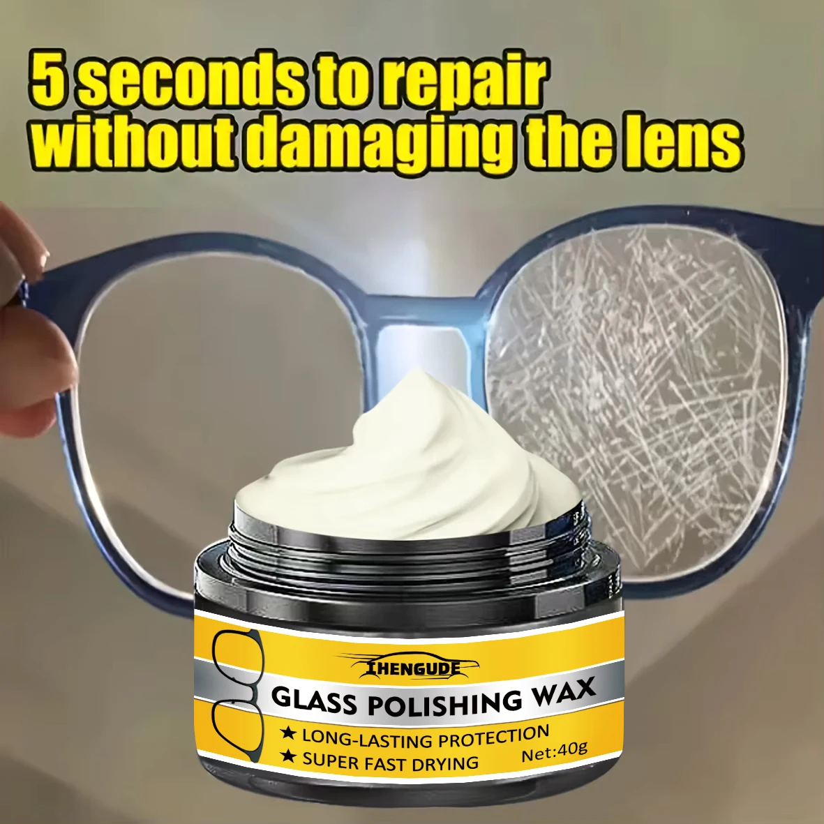 Glasses Scratch Repair Cream - Polishing and Grinding of Scratches on Glasses Lenses and Frames, Suitable for All Glasses