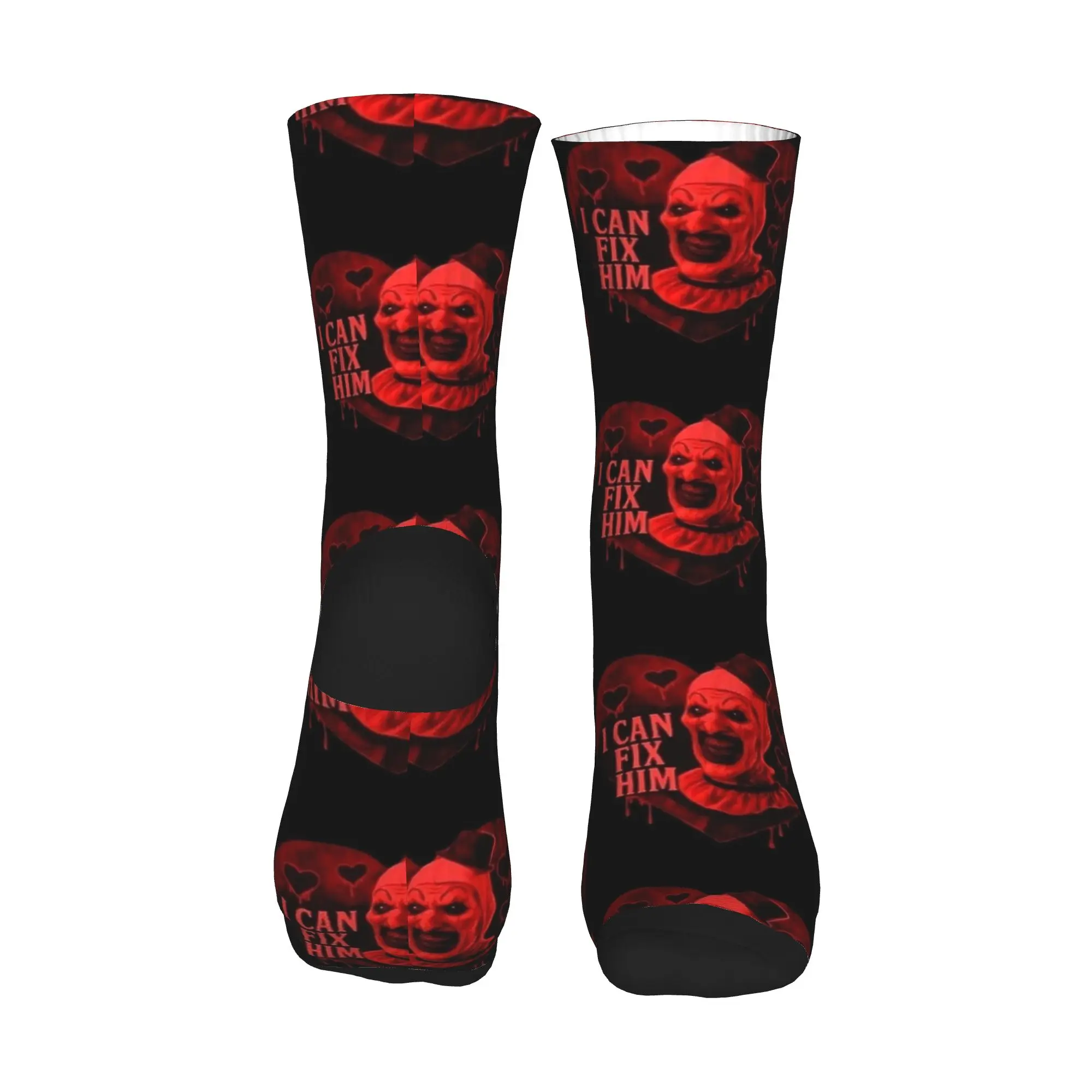 I Can Fix Him Terrifier Red Heart Socks  Korean Stockings Couple Soft Breathable Running Socks Autumn Pattern Non Slip Socks