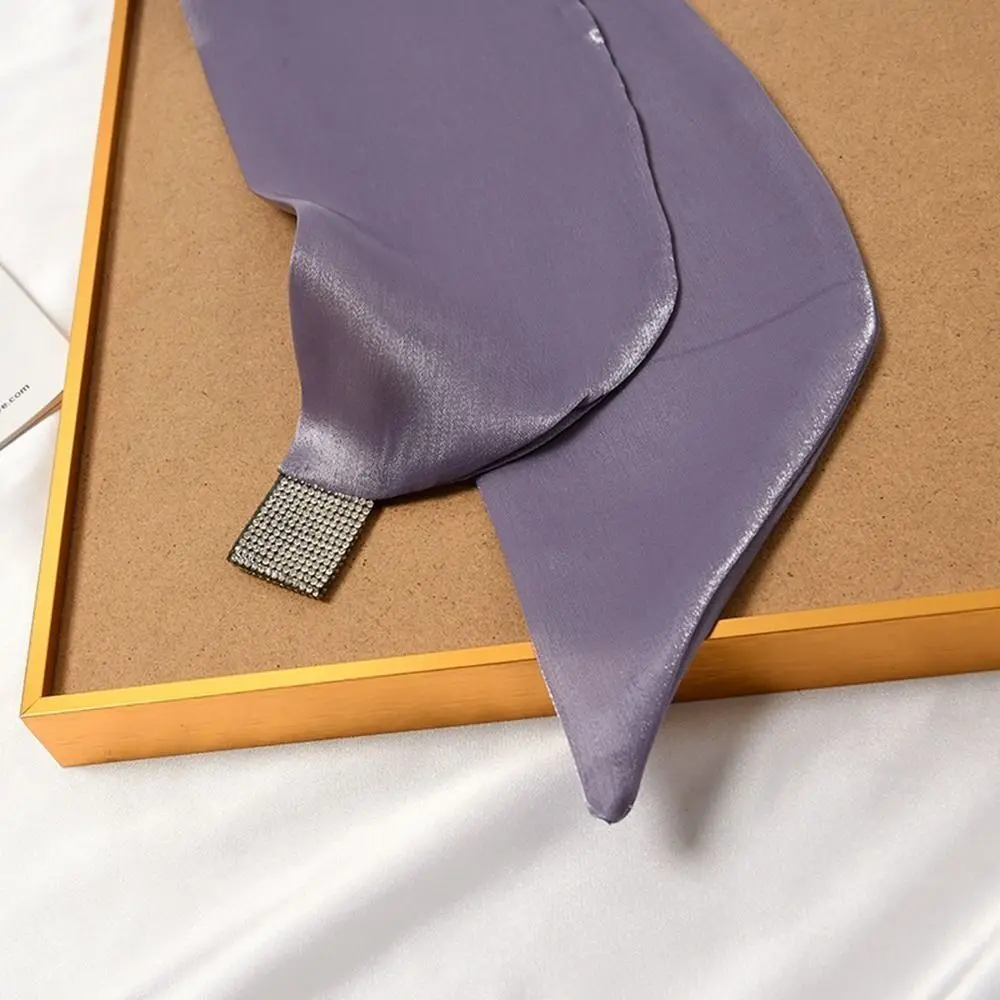 Cachecóis transversais macios monocromáticos, Moda cetim Wraps, Diamante simples pescoço Wraps