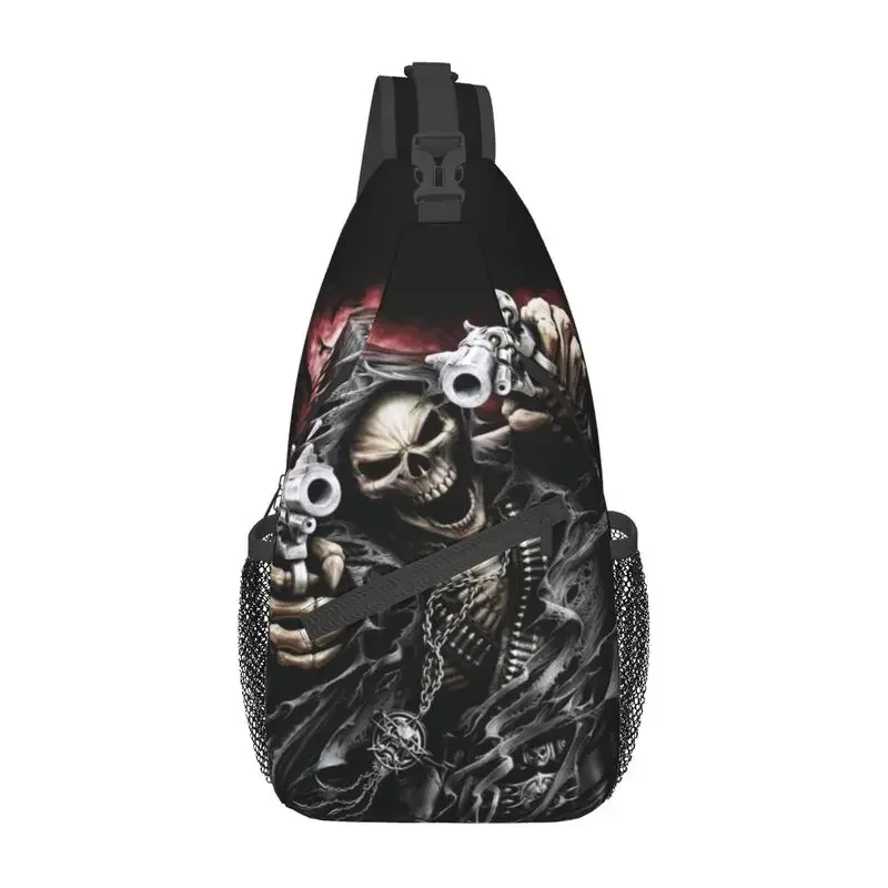 

Cool Death Skull Sling Crossbody Backpack Men Horror Skeleton Shoulder Chest Bag for Hiking