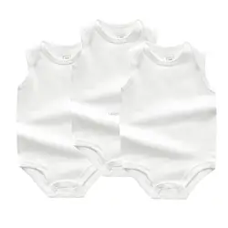 3Pcs/Set Summer Baby Romper Simple Pure White Bodysuit Vest Clothes High Quality Cotton Sleeveless Garment Boy Girl Jumpsuit