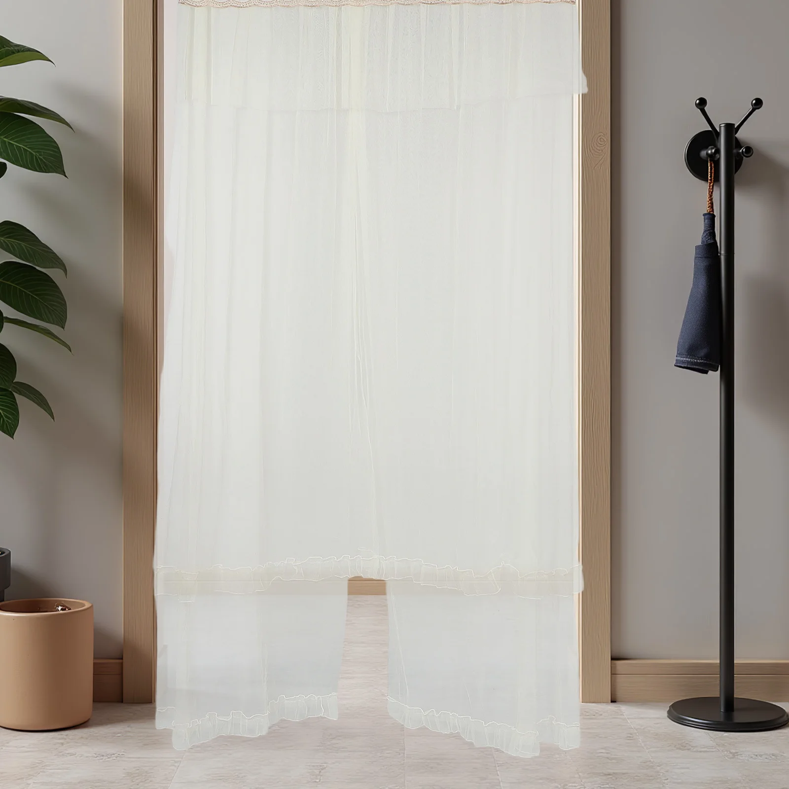 

Self Adhesive Lace Door Curtain Summer Lightweight Room Divider for Doorway Privacy Living Room Bedroom Decorative Curtain Panel