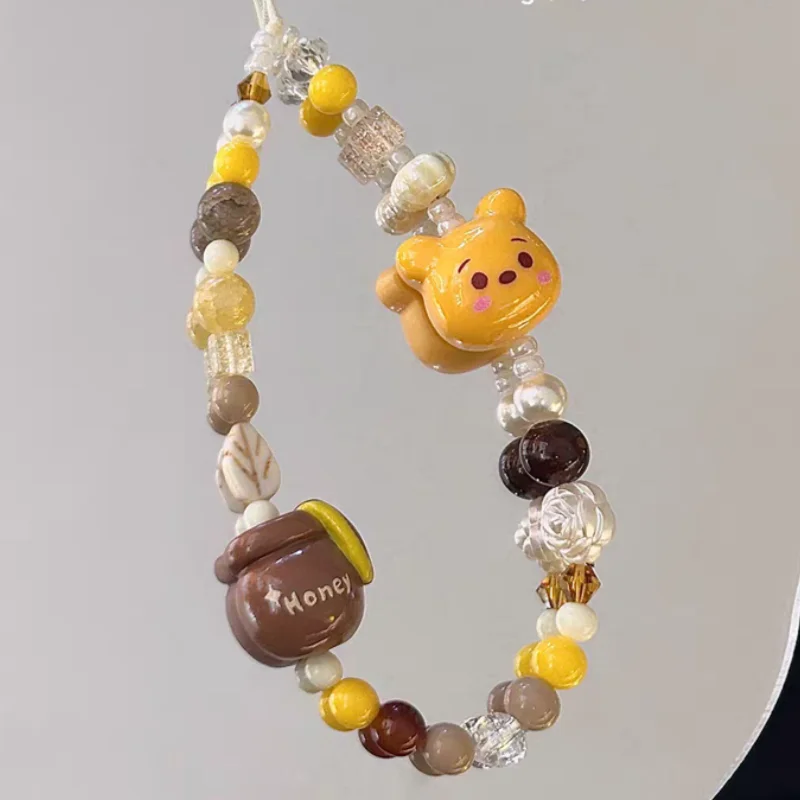 

Cartoon Disney Pooh Bear Bead Style Handbag Decoration Mobile Phone Anti Loss Rope Camera Hanging Toy Friend's Birthday Gifts