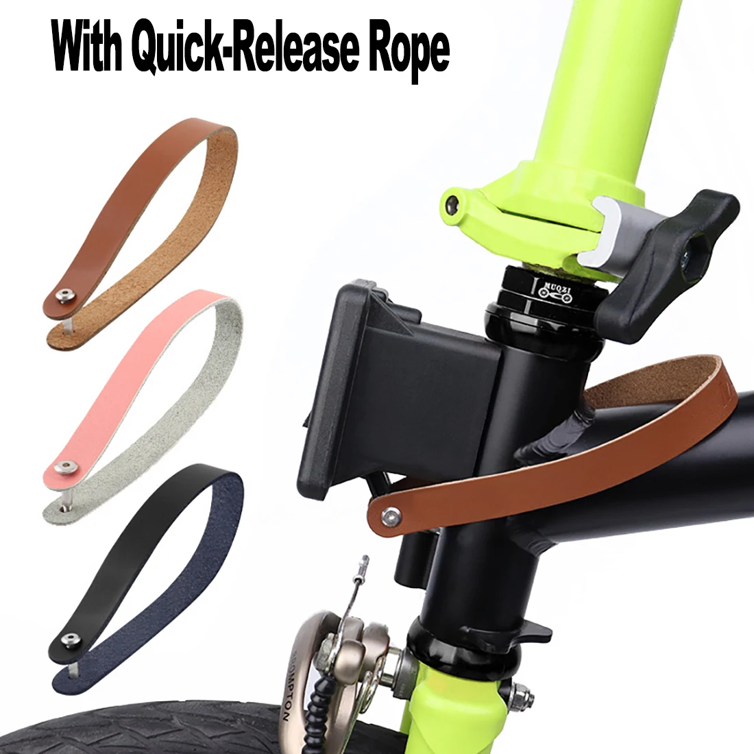 1PCS Leather Pull Strap Belt for Brompton Front Carrier Quick Release Rope