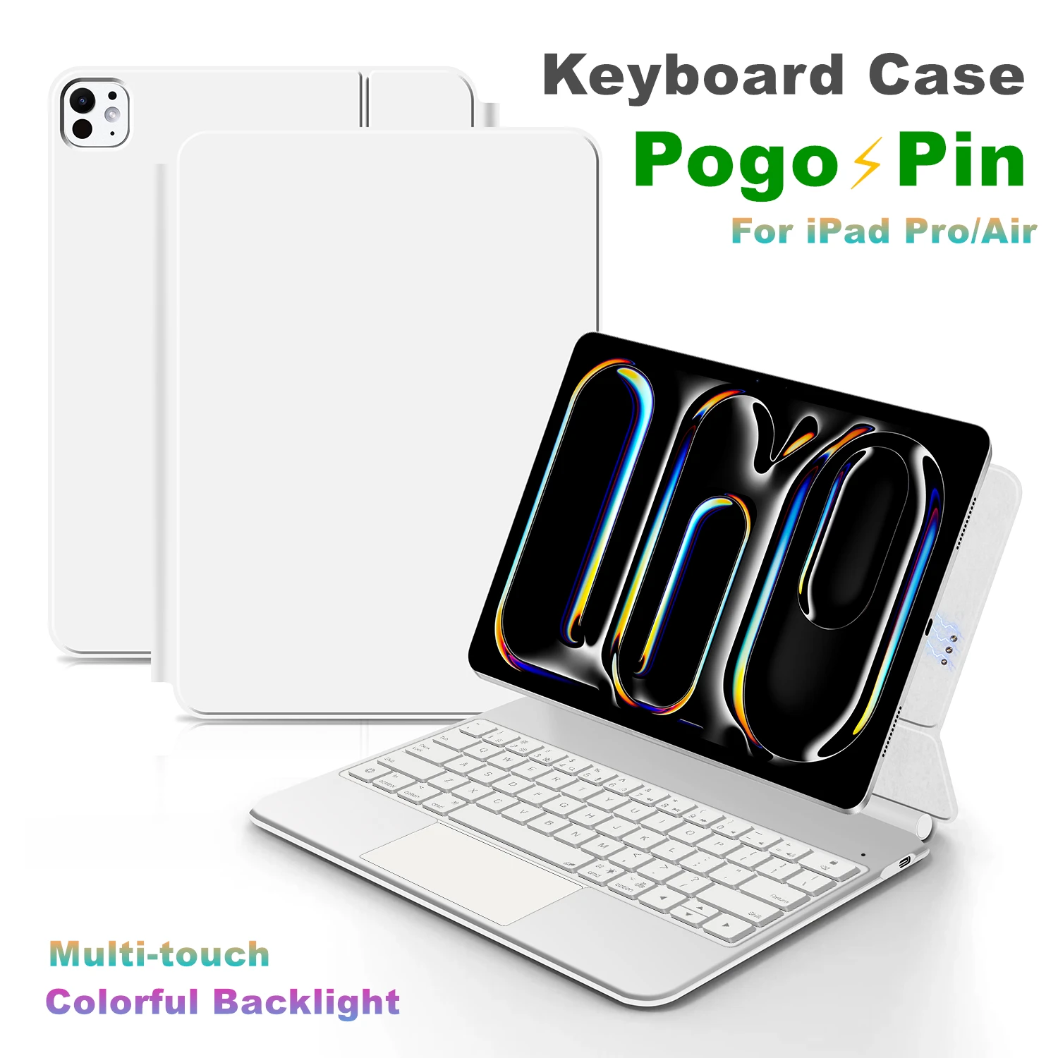 

Smart PIN Plug&Play Magic Keyboard For iPad Pro 11 inch M4 2024 Pro13 Air 6th 5th 4th 12.9" 7 3 Case Pogo Pin Direct Connection