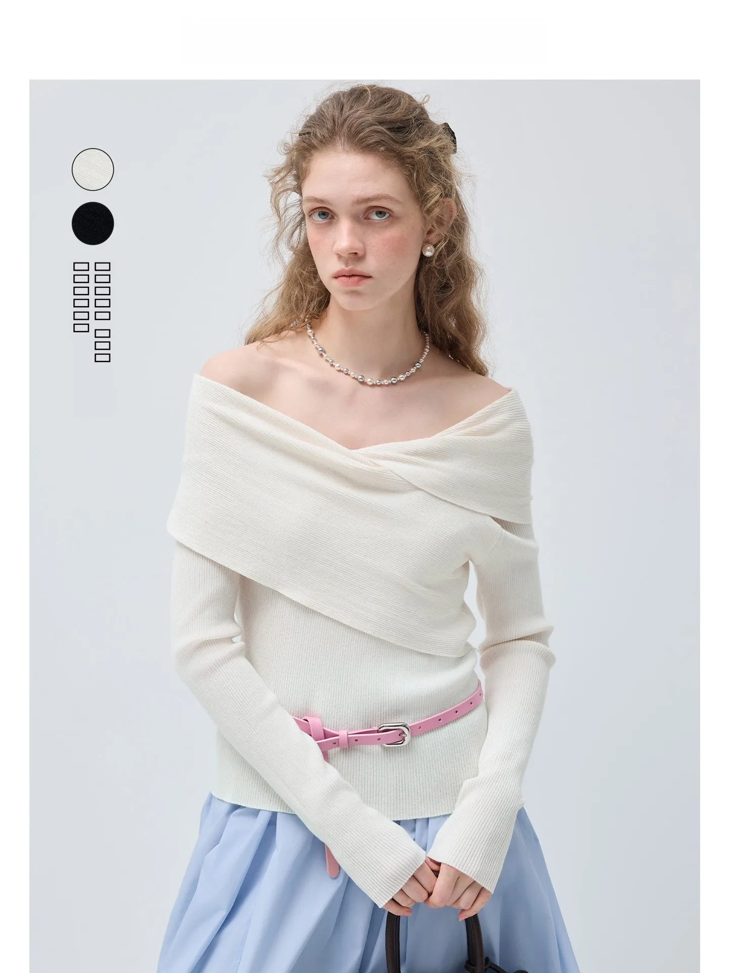 

VEGA CHANG Women's One-oulder Wool Sweater Korean Sle Spring New Arrival Soft Comfortable Long Sve Casual Top