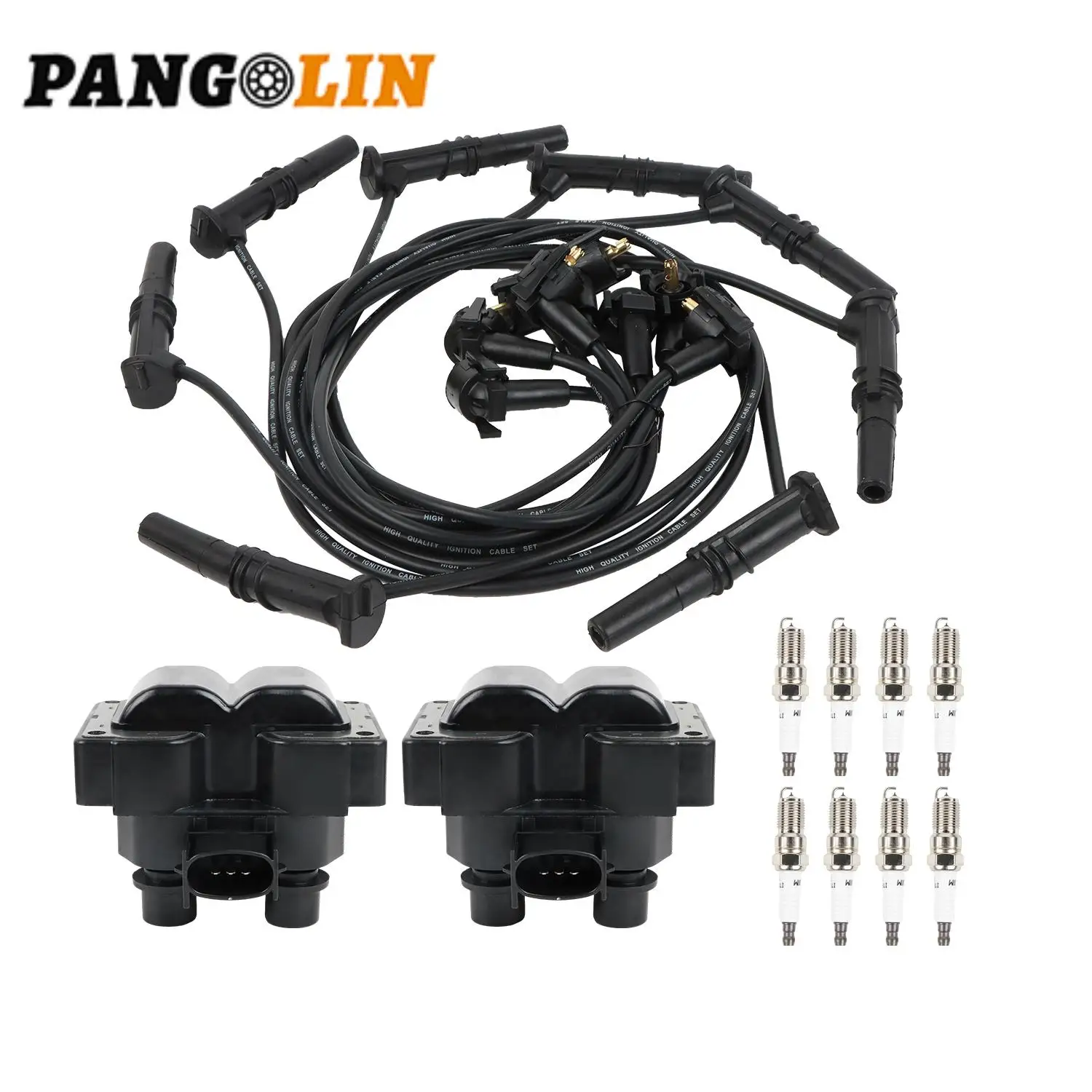 

SP447A 2pcs Ignition Coils +8pcs Iridium Spark Plugs+8pcs Spark Plug Wires For Ford F150 F250 Lincoln Mercury FD487 DG530 DG523