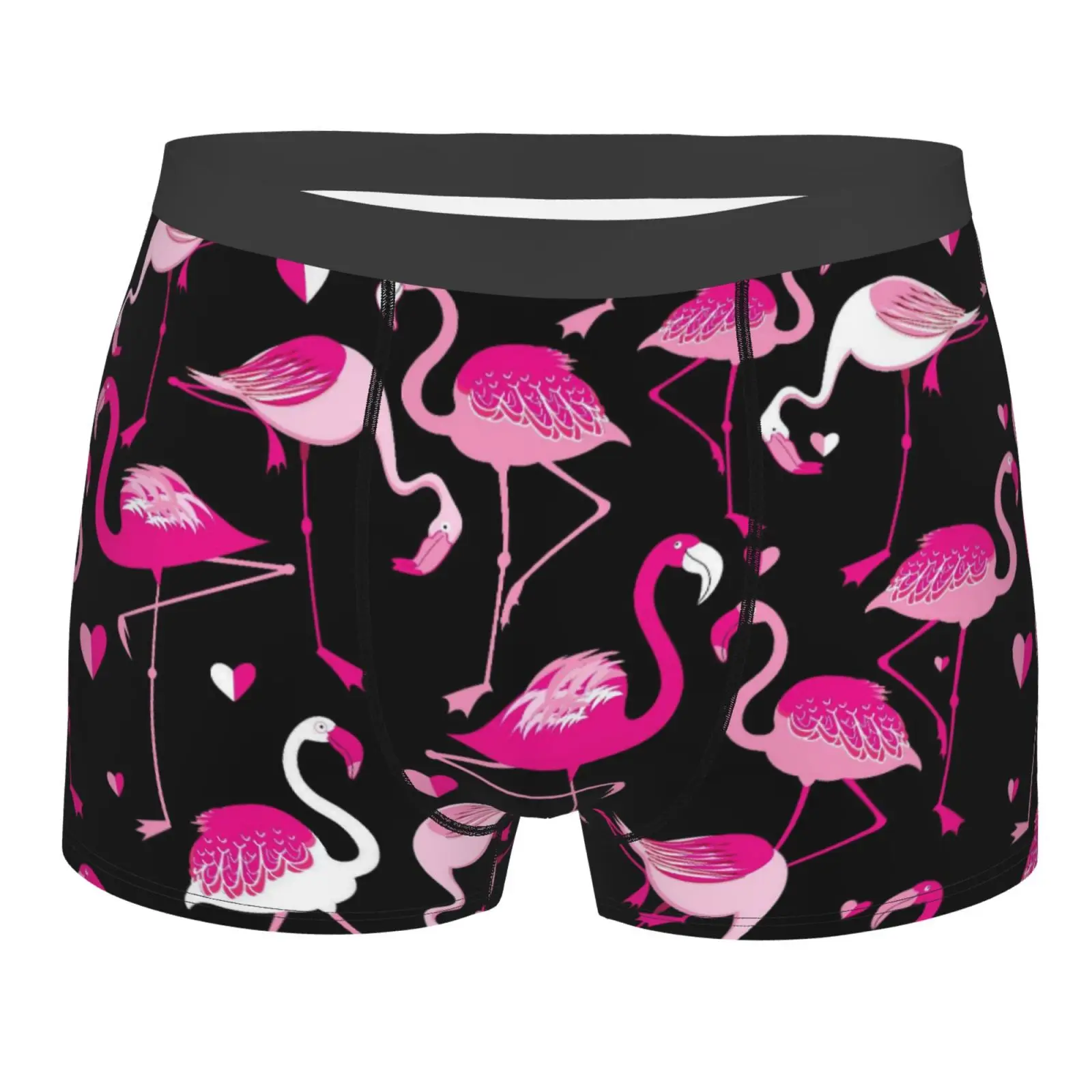 Flamingo Pattern Print Men Printed Boxer Briefs Underwear Highly Breathable Boxer Shorts Panties Breathable Underpants for Homme