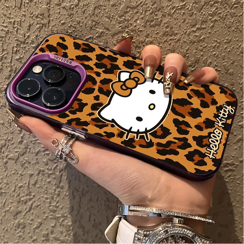Capa fosca com estampa de leopardo Hello Kitty para Samsung Galaxy S25 FE Note 20 S21 Plus S24 Ultra S23 S22 A56 A36 A26 5G A16 A06 4G Etui