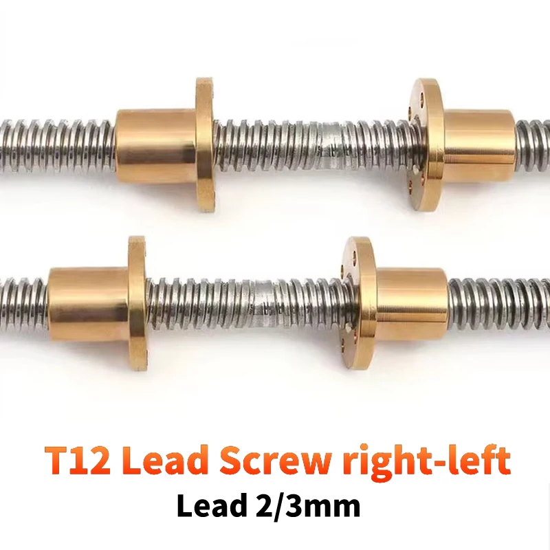 

1PC 304 stainless steel T12 Lead Screw right-left length100-1000mm OD 10mm Pitch 2mm Lead 2/3mm with nut for 3D Printer part