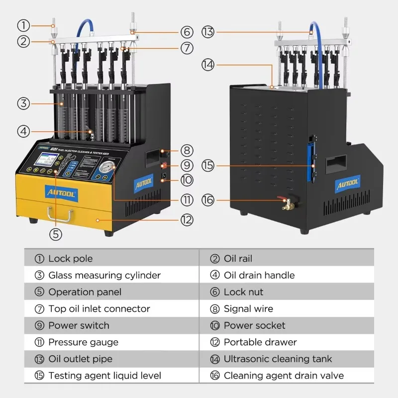 CT500 GDI EFI FEI Fuel Injector Cleaner & Tester Machine 6 Cylinders Fuel Injector Cleaner Tester for Car & Motorcycle