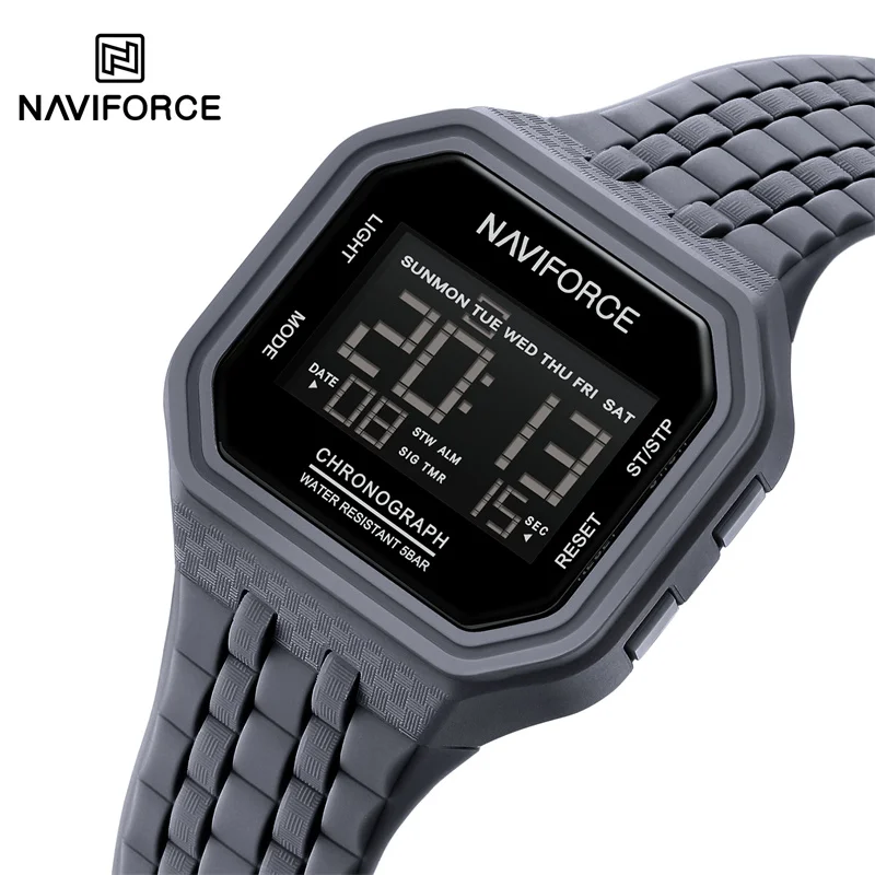 

NAVIFORCE модные мужские цифровые электронные часы с двойным временем и светящимся дисплеем 5ATM водонепроницаемые высококачественные мужские спортивные часы для улицы