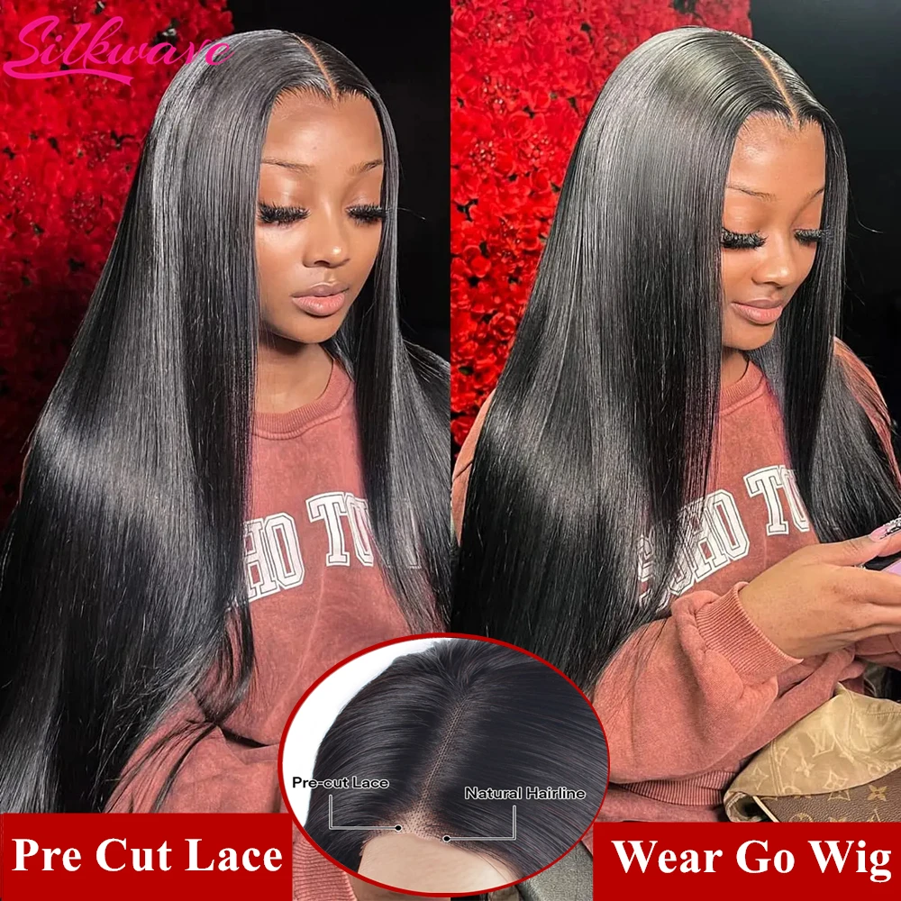 30 Inch Pre Cut Wear Go Straight Glueless Wigs Human Hair 100% Pre plucked 4x4 5x5 Transparent Lace Closure Wigs for Black Women