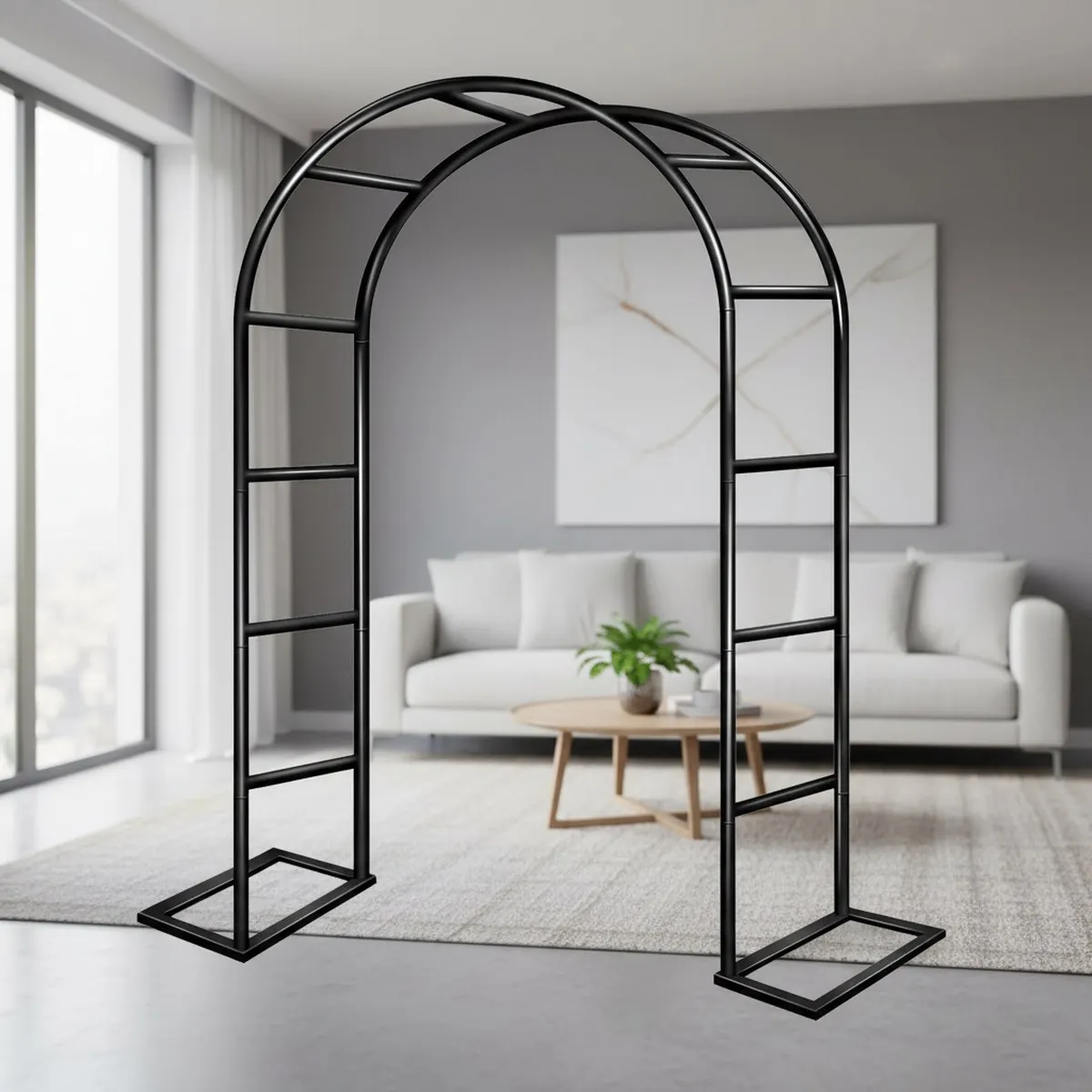 Metal Garden Arch for Plants Weddings Parties Large Black Outdoor Indoor Arbor