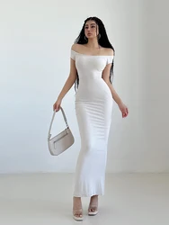 Slash Neck One Shoulder Slim Long Dress Elegant Women Spring Tight Super Show Body Dress Fashion Women Dresses H1RV