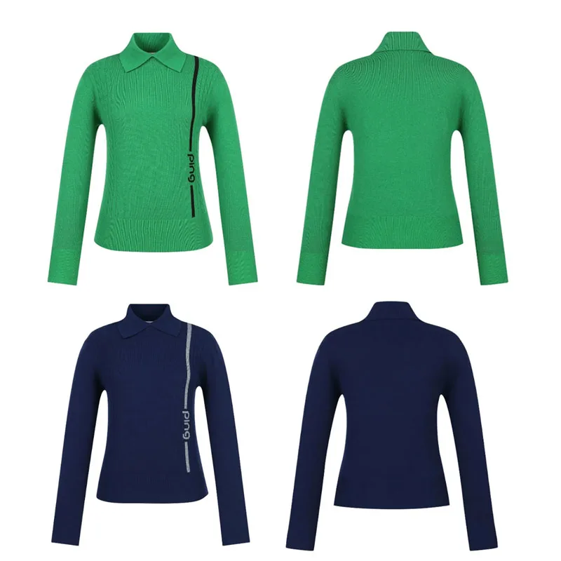 

New Women's Golf Apparel, Autumn and Winter Fashion, Versatile Knitted Sweater Golf Wear for Women