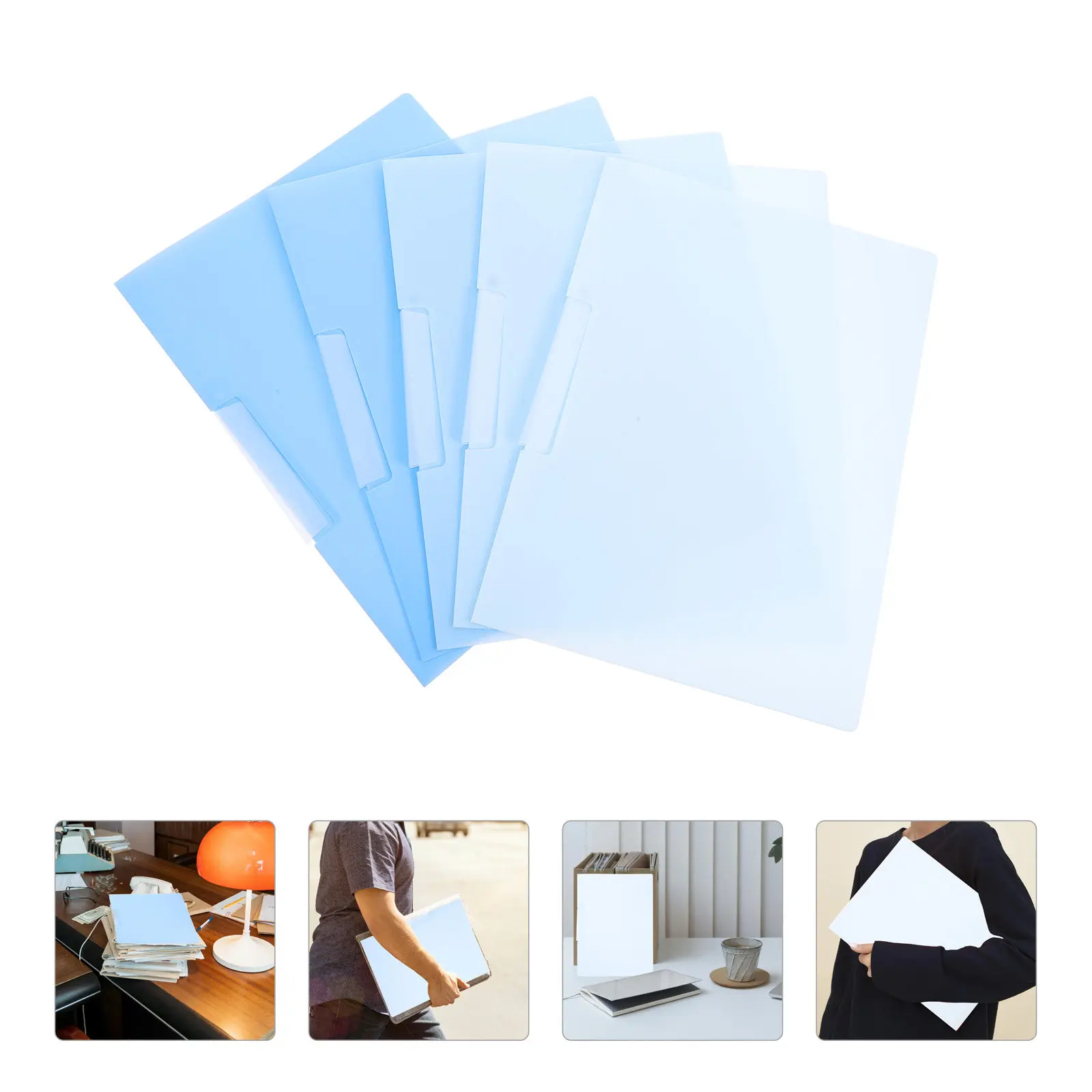 

5Pcs A4 Rotating Side-Open Buckle File Folder Heavy Duty PP Plastic Document Organizer for Office School Home Project Files