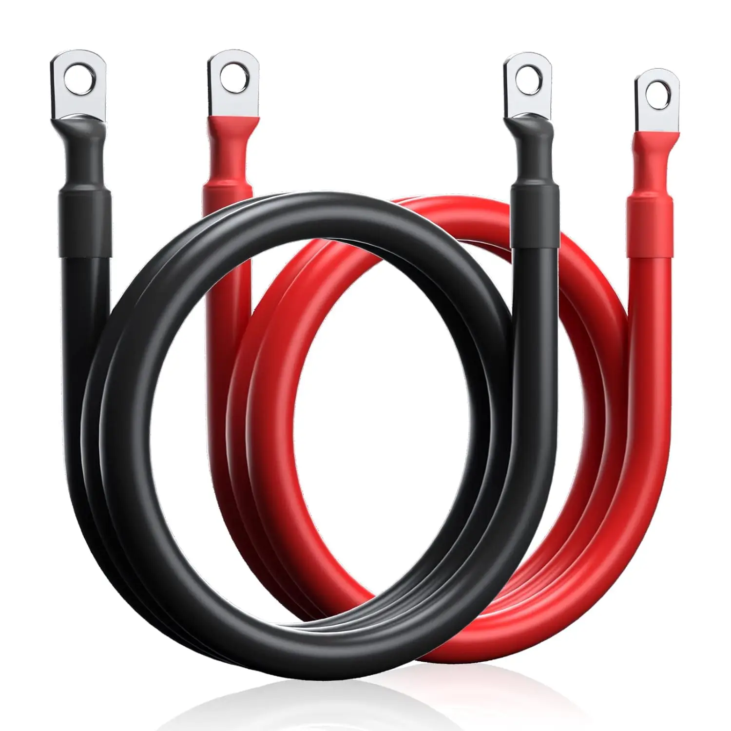 Elastyczny kabel akumulatorowy 2 AWG z końcówkami 5/16" z czystej miedzi, przewód do inwertera i spawania, odpowiedni do systemu inwerterowego solarnego, akumulatora, kampera, kolor czerwono-czarny. — 2
