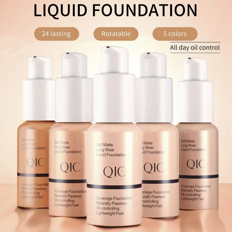 Podkład w płynie, korektor, naturalnie wygładzający, matujący, kontrolujący wydzielanie sebum, wodoodporny, długotrwały podkład 30ml, 5 opcjonalnych kolorów