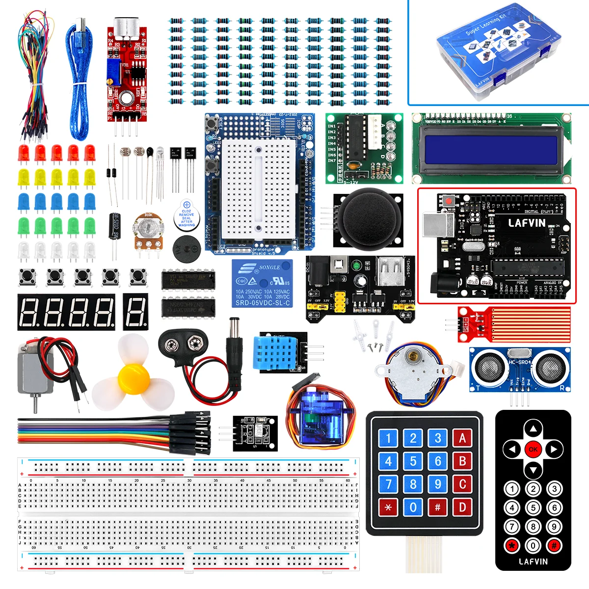 

Super Starter Kit for Arduino UNO SET R3 Breadboard / Step Motor / SG90 Servo / 1602 LCD / Jumper Wire / Tutorial