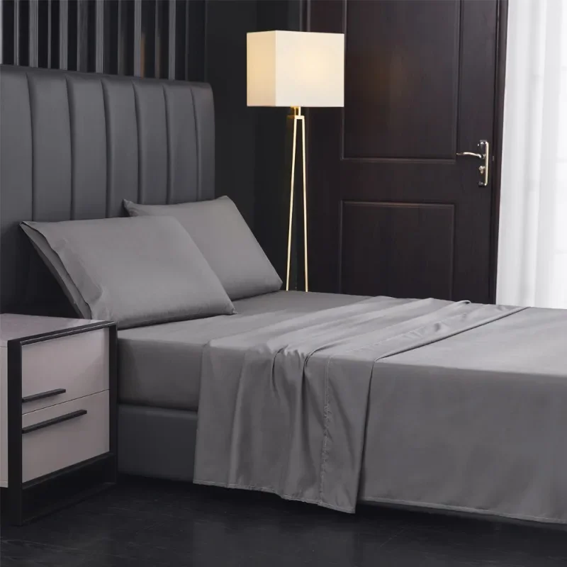 

3/4pc bedding set Room decor Bed linen solid color double bed sheet set fitted sheet bedsheets set with pillows case for bedroom