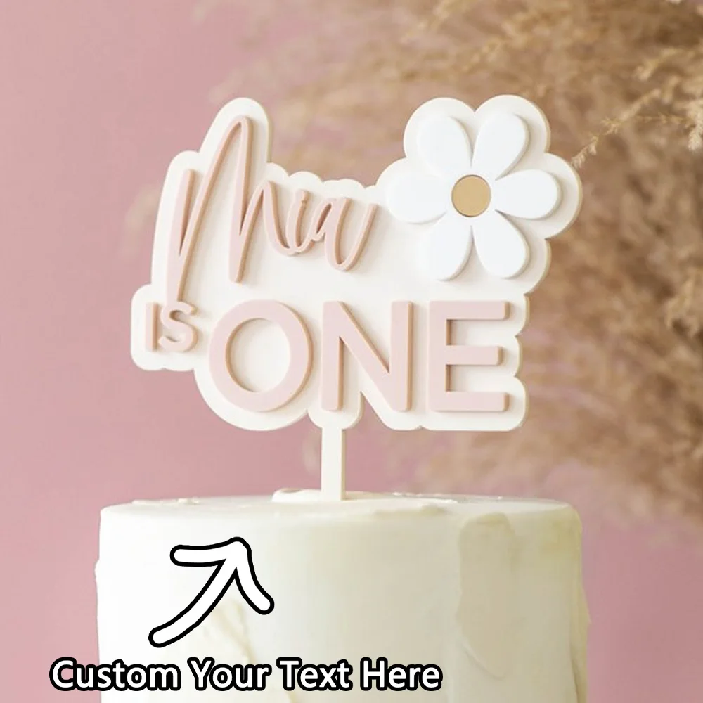 1PC Décoration de gâteau personnalisée en PMMA - Accessoire personnalisé avec nom et numéro |   Cadeau unique gravé au laser rose pour les célébrations