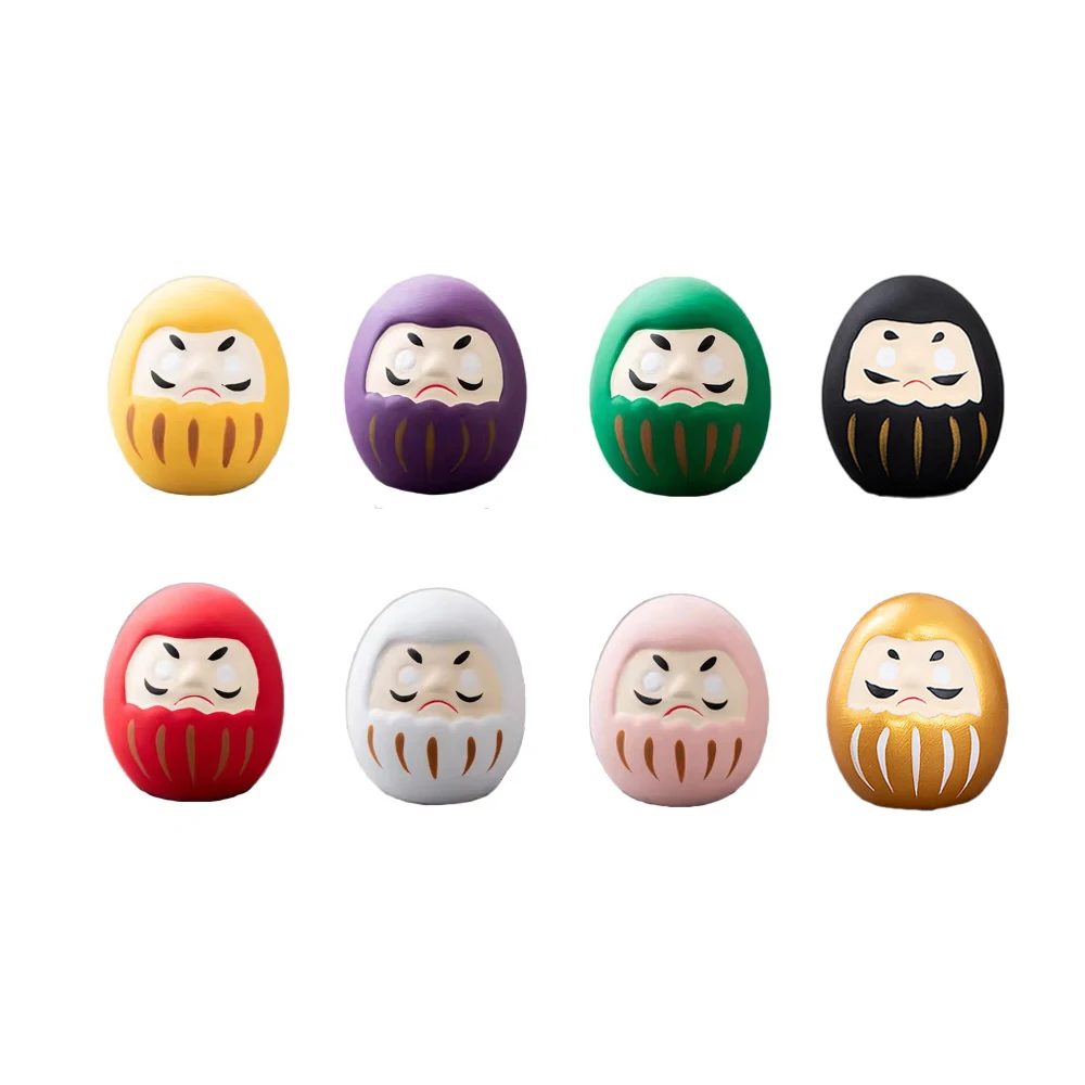 مجموعة من 8 قطع من داروما اليابانية الصغيرة، تماثيل فنغشوي داروماس من السيراميك، سحر محظوظ، زخرفة زن، ديكور منزلي على الطاولة #1