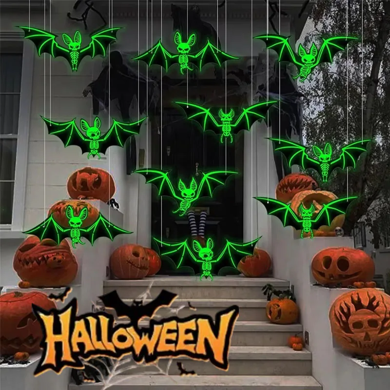 10-20PCS Halloween 3D Bat Wall Stickers Thickened Glow in Dark PVC Removable Decals for Party Home Window Decoration