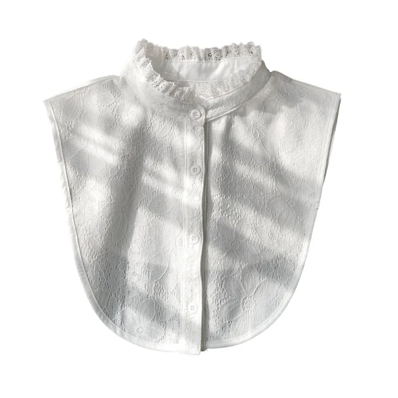 Picture 7: Vintage Lace Stand Collar Fake Collar,Cotton Detachable Peter Pan Collar for Sweaters Shirt,Feminine Victorian Style Lace Collar