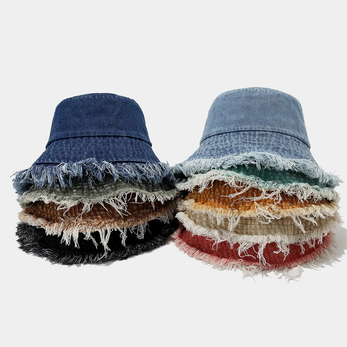 

Jxwatcher Unisex Bucket Hat Washed Denim Fisherman Cap with Tassel 2026 Summer Spring Wide Brim Sun Hats Ladies Beach Bucket Hat