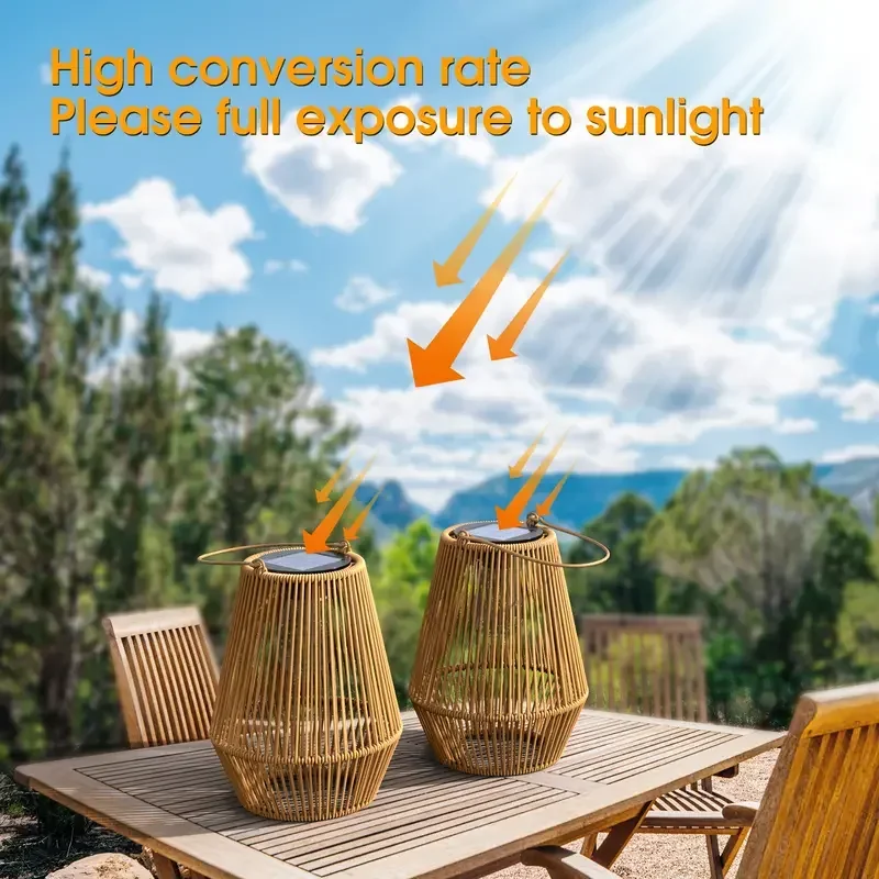 Outdoor Solar Boho Rattan Hanging Lantern detail 2