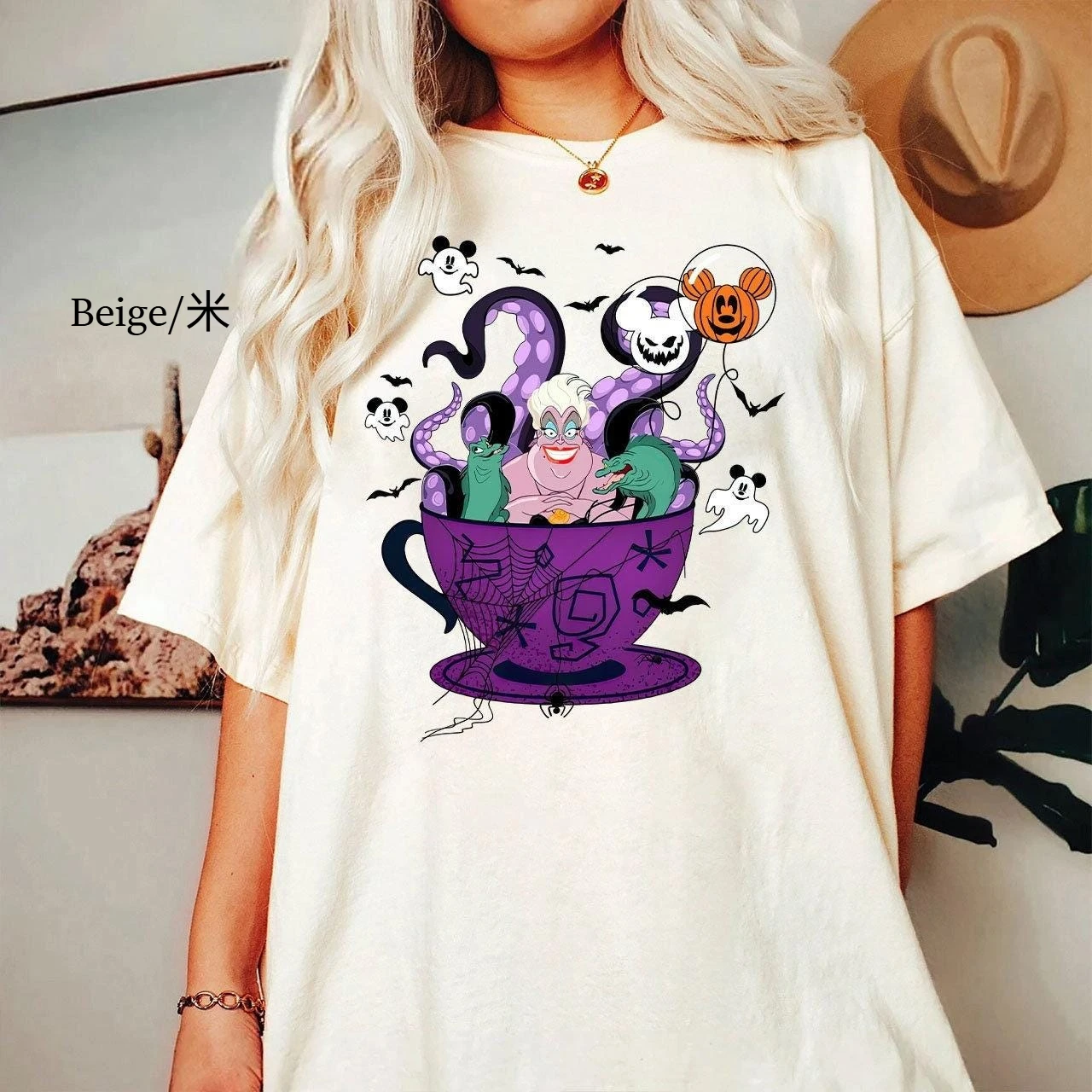 قميص ديزني الأشرار للهالوين قميص زي ديزني للهالوين قميص أورسولا آرييل للهالوين #2