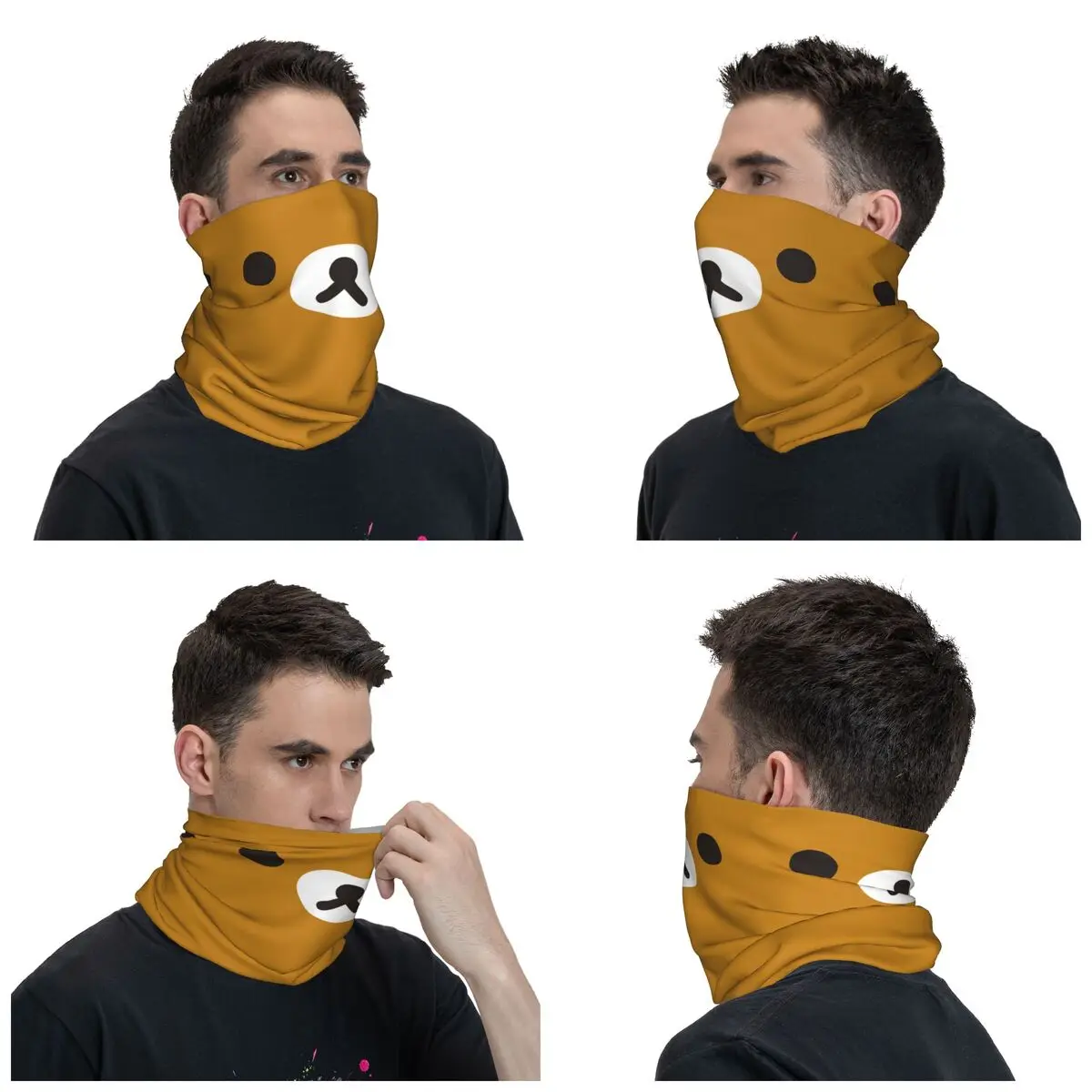 Kawaii Cartoon Rilakkuma Bear Bandana Neck Gaiter UV Protection Face Scarf Cover Men Women Headwear Tube Balaclava