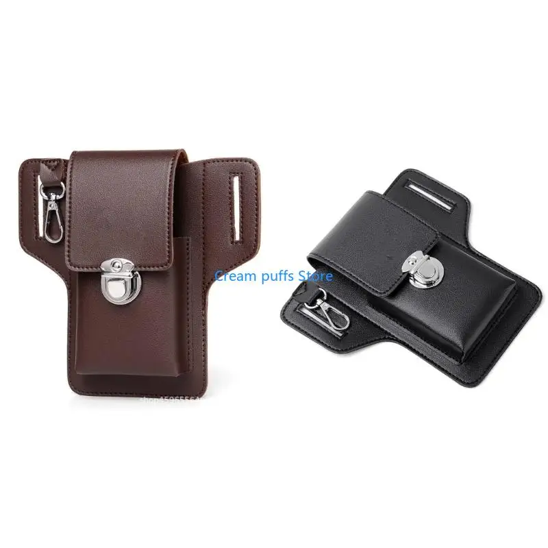 50LE Tacticals Cellphone with Cigarettes Holder Belt Phone Holder Leather Bag with Belt Clip