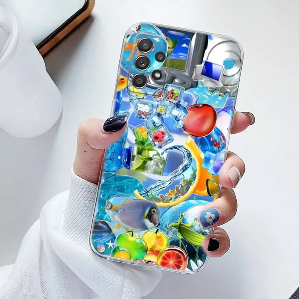 Funda de teléfono Frutiger Aero de silicona para Samsung S23,21,22,20 FE lite,S10,9,PIus,A70, suave y transparente