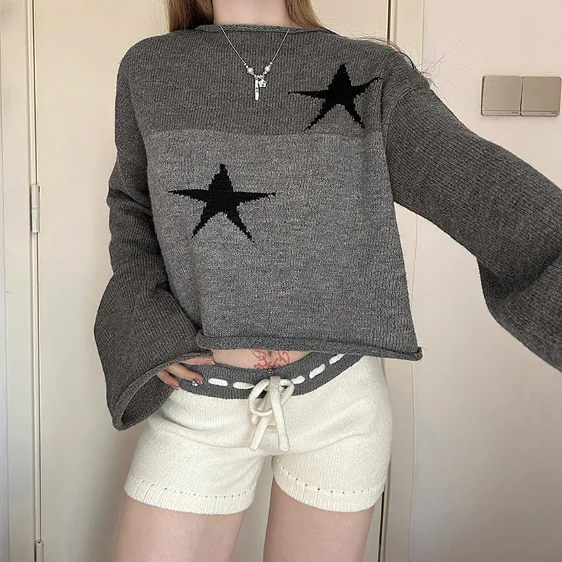 

2025 Новый свободный свитер с низкой талией, повседневные шорты, комплект из двух предметов