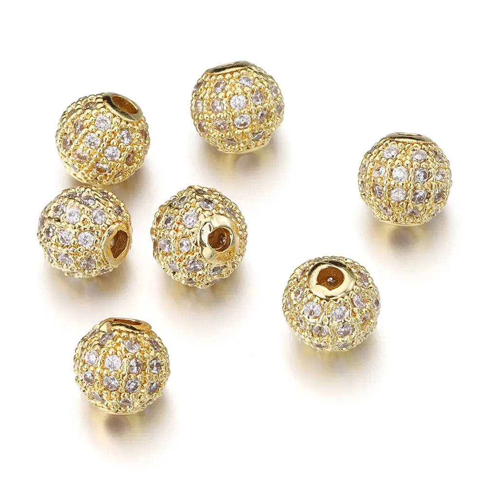 5pcs 금속 황동 마이크로 포장 큐빅 지르코니아 라운드 스페이서 루즈 비즈 DIY 매력 ... - 5